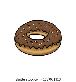 Donut. Food icon. Doodle cartoon vector illustration. 