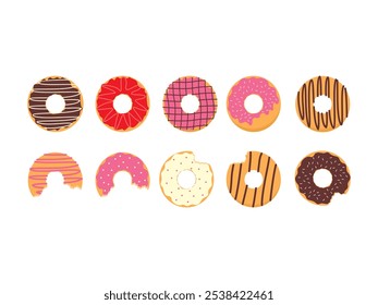 Donut Food Illustration Element Set 