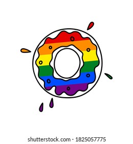 DONUT IN THE FORM OF AN LGBT FLAG IN VECTOR