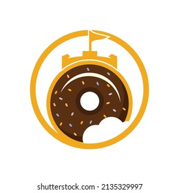 Donut fort vector logo design. Castle bakery logo concept.	