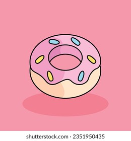 Donut Free vector cartoon icon illustration.Lunchtime Signs and Texts icon concept isolated . flat cartoon style