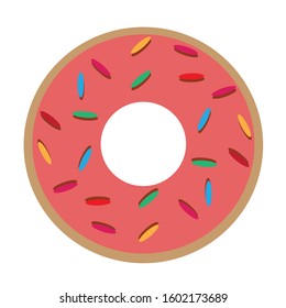 Donut Full of Strawberry Cream with Messes in Flat Vector Design.