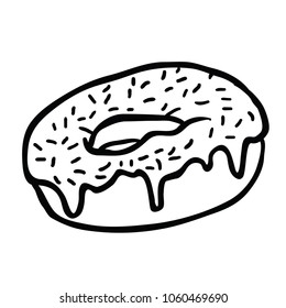 donut with glaze cartoon illustration isolated on white