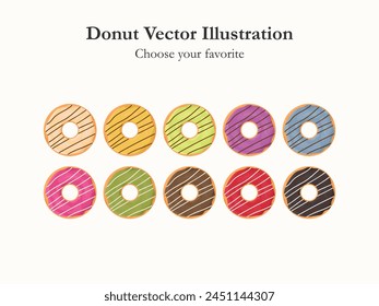 donut glaze cartoon vector pastry icon bakery menu illustration sugar baked dessert food summer eat