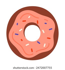 Donut in Glasur. Frosted Doughnut. Süßer Snack. Vektorillustration im Cartoon-Stil. Isoliert auf weißem Hintergrund