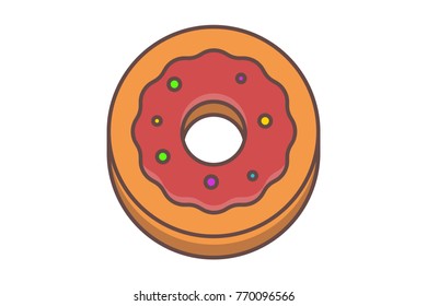 donut with glaze. donut icon, vector illustration in flat style