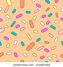 Donut glaze seamless pattern, flat design template, vector illustration