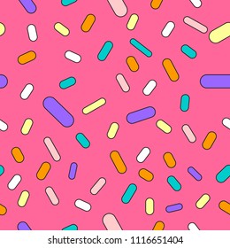 Donut glaze seamless pattern, flat design template, vector illustration
