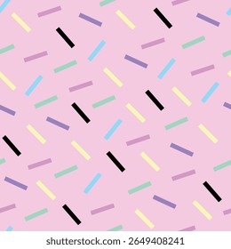 Donut glaze seamless pattern, multicolored confectionery sprinkles. Vector Illustration for backgrounds, covers and packaging. Image can be used for cards and textile. Isolated on white background.