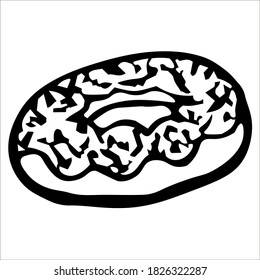 Donut. Donut with glaze. Single vector doodle illustration. Hand drawing.
