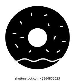 Donut with glaze solid icon, bakery concept, doughnut sign on white background, Donut with frosting and sprinkles icon in glyph style for mobile concept and web design. Vector graphics