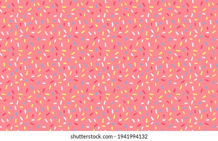 Donut Glaze with Sprinkles Colorful Seamless Pattern. Vector Dotted Background. Donut Sugar Decoration.