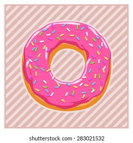 Donut glazed with caramel sprinkles. Vector Illustration