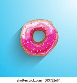 Donut glazed with caramel sprinkles. Vector Illustration