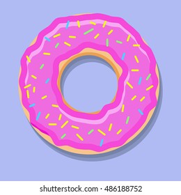 Donut glazed with caramel sprinkles. Vector Illustration.
