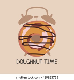 Donut glazed isolated with alarm clock