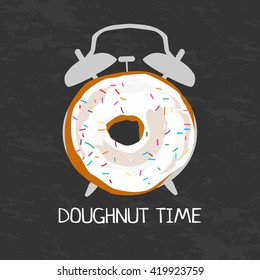 Donut glazed isolated with alarm clock