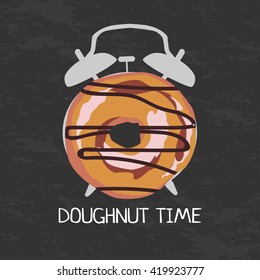 Donut glazed isolated with alarm clock