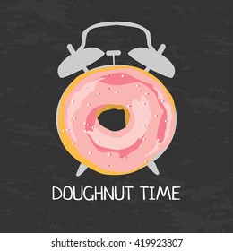 Donut glazed isolated with alarm clock