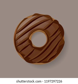 Donut glazed with melted chocolate and buttercream