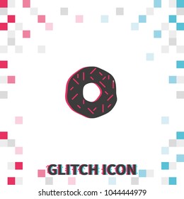 Donut  glitch effect vector icon.
