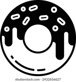 glifo de rosquilla e ilustración vectorial de línea
