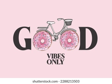 donut good vibes only hand drawn