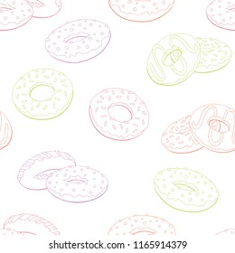 Donut graphic color seamless pattern background sketch illustration vector