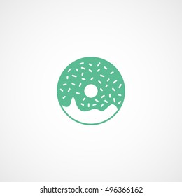 Donut Green Flat Icon On White Background