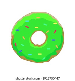 donut with green icing, vector illustration