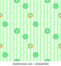Donut green tea pattern with white background