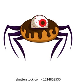Donut halloween spider icon. Cartoon of donut halloween spider vector icon for web design