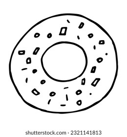 donut hand drawn in doodle style. fast food is sweet simple liner scandinavian style.
