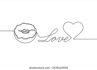 Donut Hand Drawn Icon Design one line