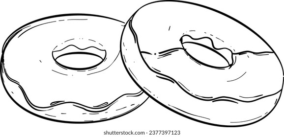 Donut Hand Drawn Illustration Isolated Vector