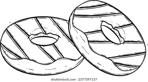 Donut Hand Drawn Illustration Isolated Vector