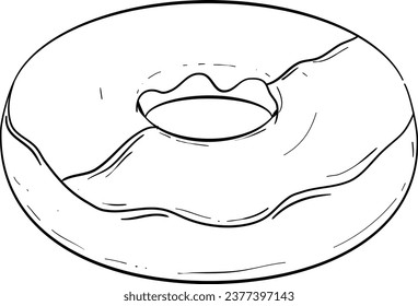 Donut Hand Drawn Illustration Isolated Vector