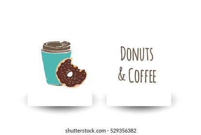 Donut hand drawn illustration. Donut logo. Can be used for t-shirt, banner, card and other design projects.