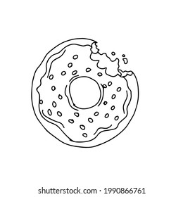 Donut hand drawn illustration. set of vector donuts for your design. doodle isolated on white background