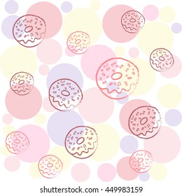 Donut hand drawn kids background vector illustration.