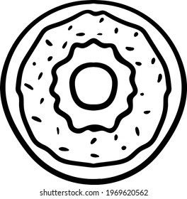 Donut hand drawn vector doodle illustration. Cartoon Donut. Isolated on white background. Bakery product. Hand drawn simple element