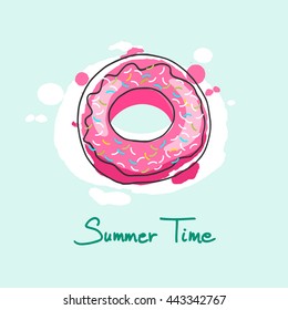 Donut, hand drawn vector object illustration, summer time vector icon