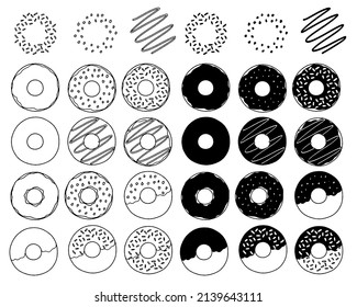Donut handwritten illustration. Line drawing.