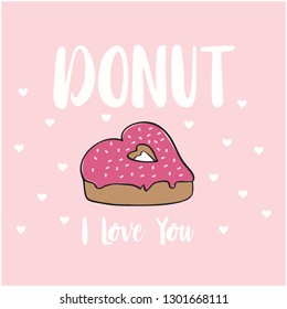donut heart white text girl tee illustration art vector 