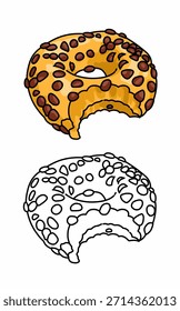 Donut con un agujero en él y deliciosas choco chips.