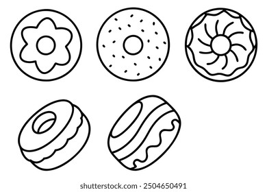 Donut Holes line art classic mini donuts with a soft and sweet