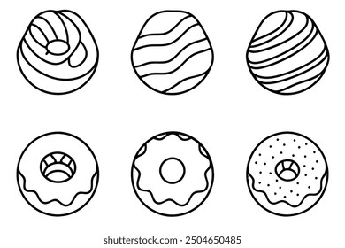 Donut Holes line art perfect mini donuts with a sweet glaze