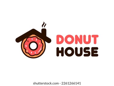 The donut house logo is suitable for bakeries, cafes, and more.