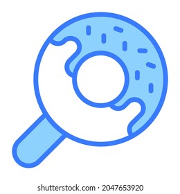 donut, ice Cream stick Blue Outline Simple Icon.