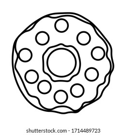 
Donut with icing. Coloring book for children and adults. Hand drawn antistress coloring book. Vector illustration outline design for wallpaper, wrapping, print.